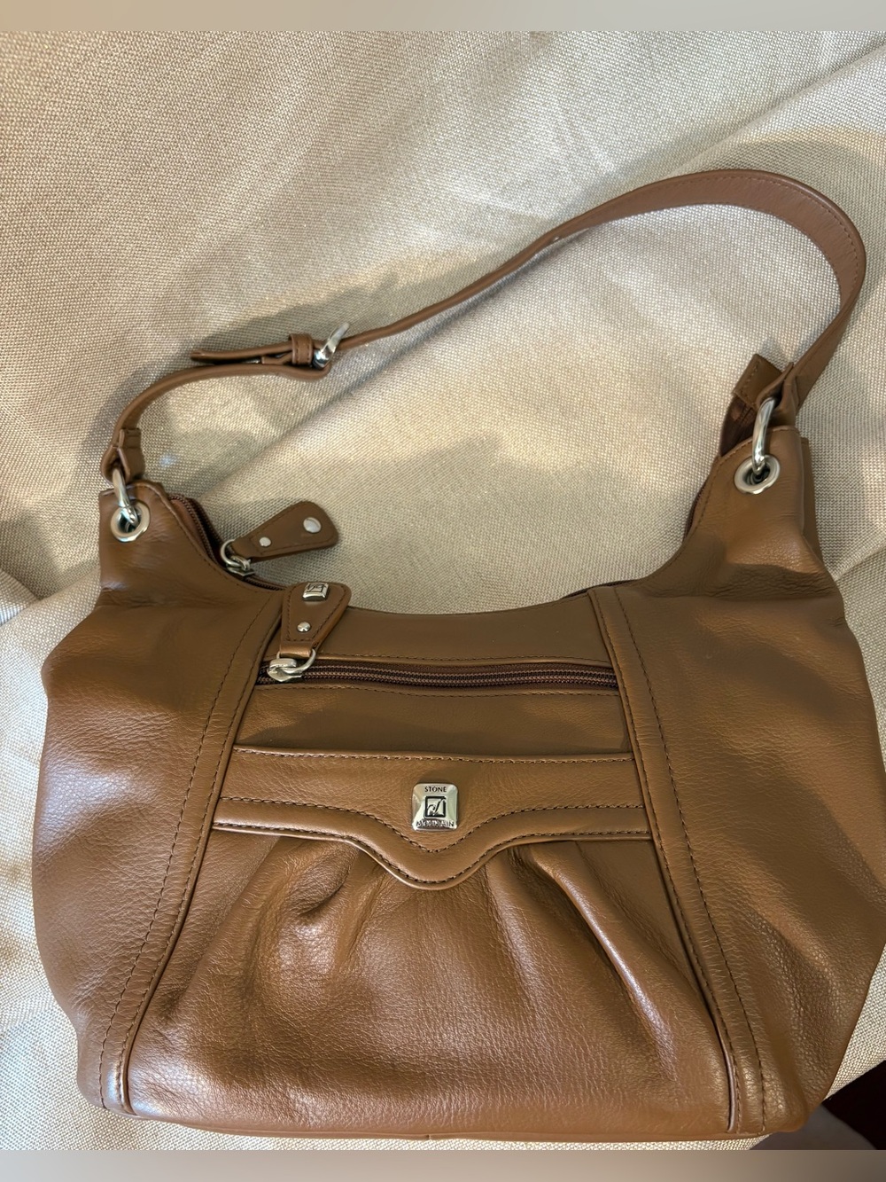Stone Mountain Brown Genuine Leather Hobo Shoulder Bag Multi Organizer Purse